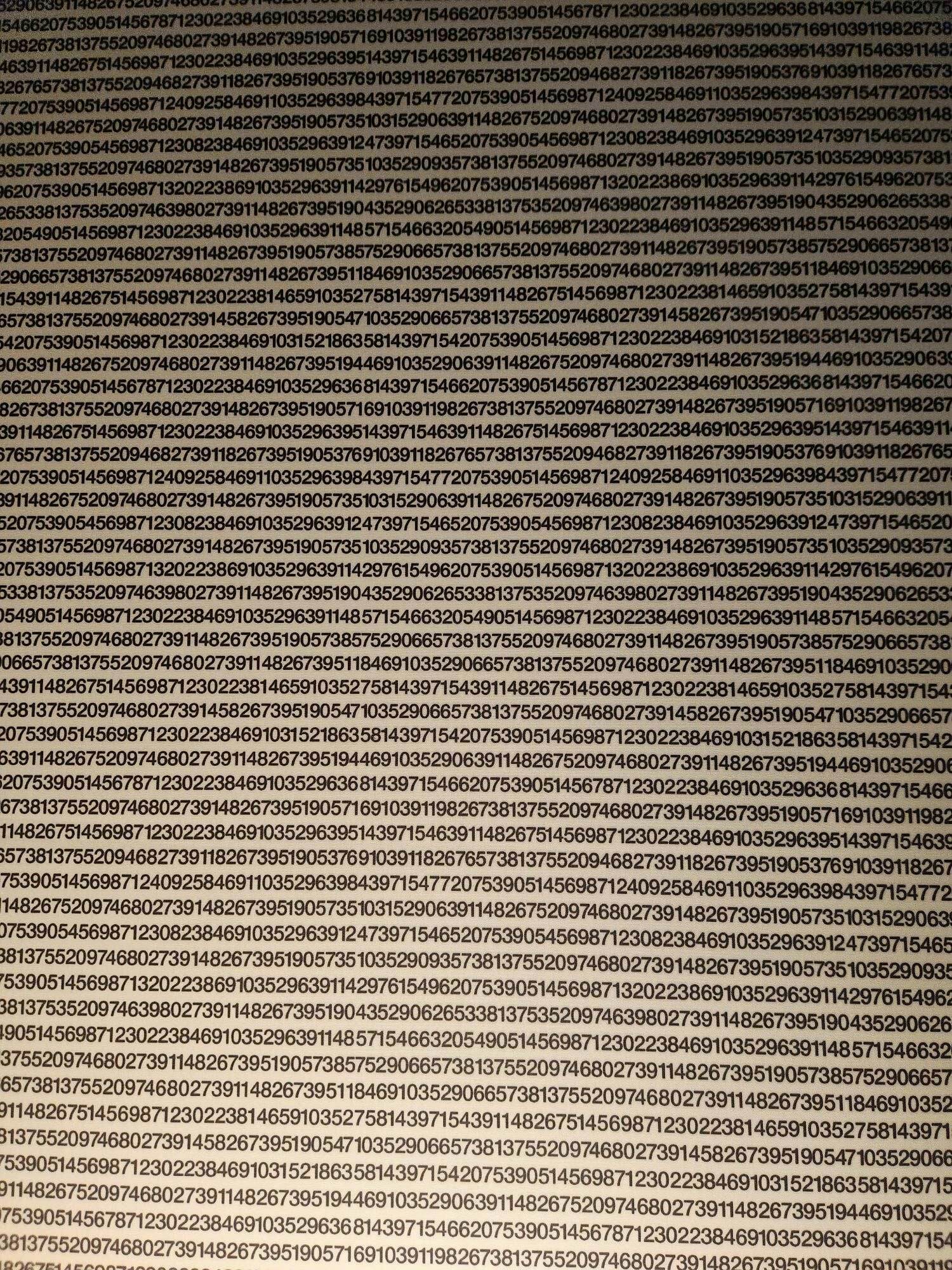 A wall with horizontal lines of random numbers